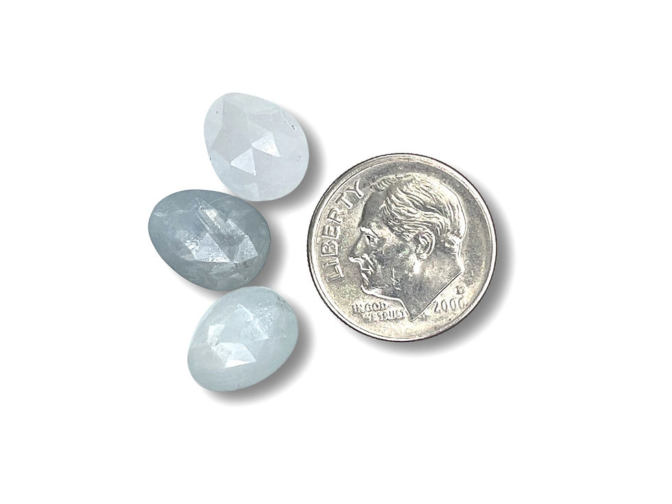 Thumbnail: Frosty White Sapphire Cabochons Rose Cut - 11 to 12 mm