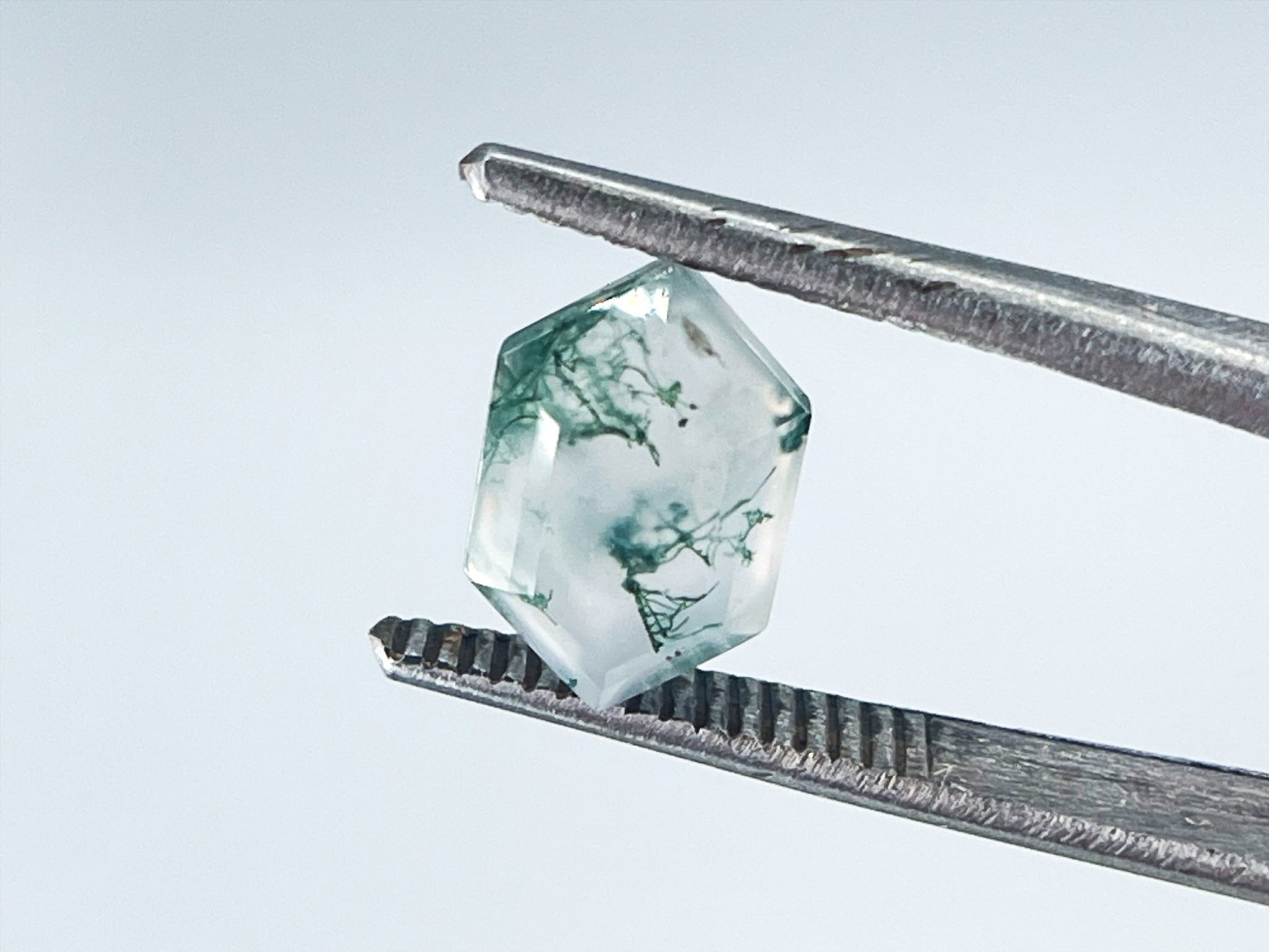 Moss Agate Elongated Hexagon Tablet Cabochon - 11 x 7mm