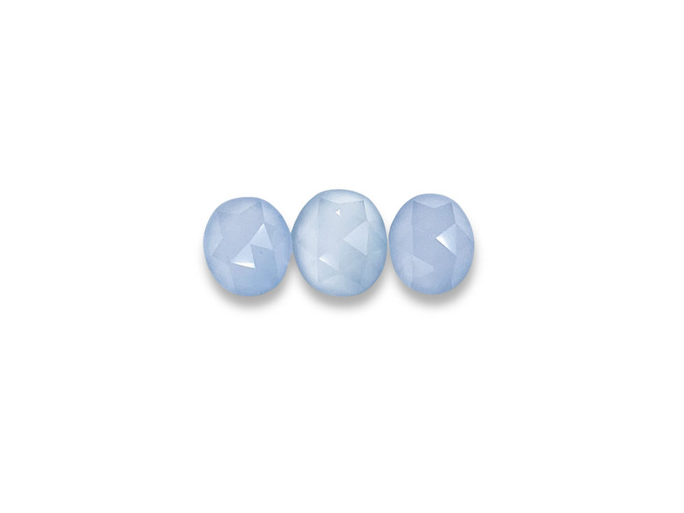 Blue Chalcedony Cabochons Rose Cut - 8.5 - 10 mm