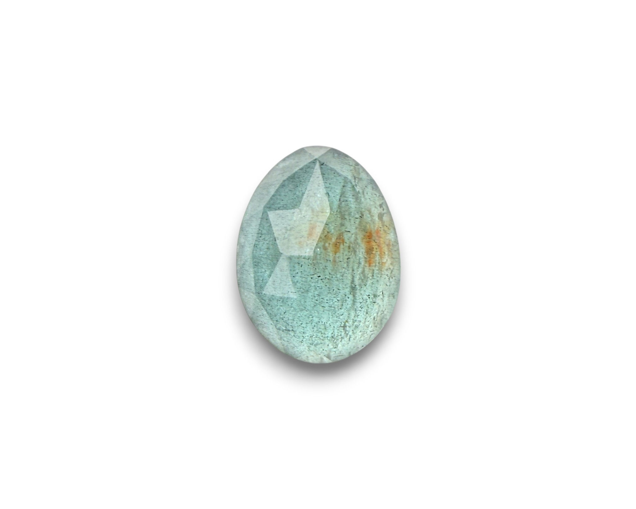 Fire Moss Aquamarine Cabochon Rose Cut - 17.4 x 13 x 7.4 mm