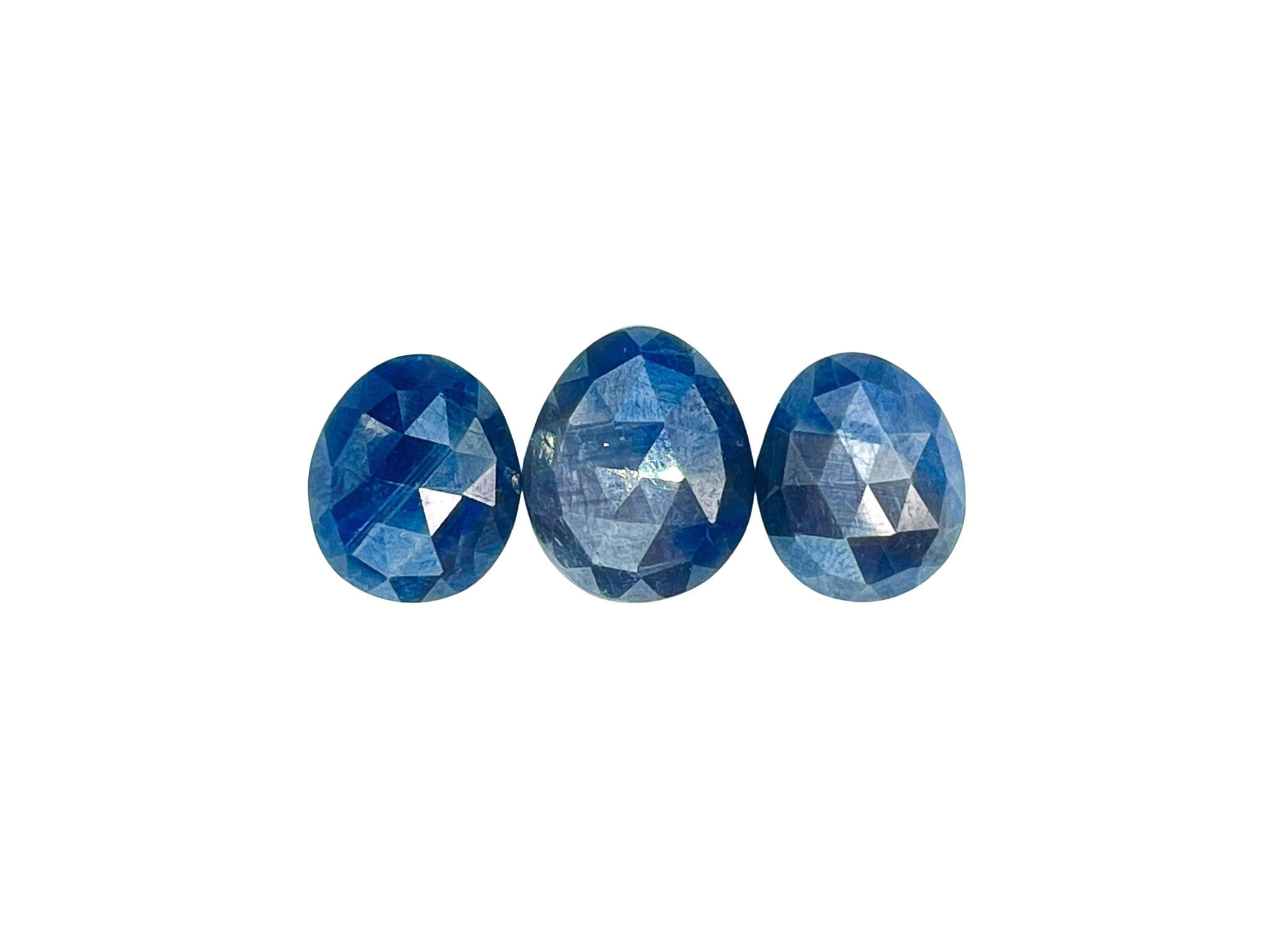 silver sheen blue sapphire rose cut