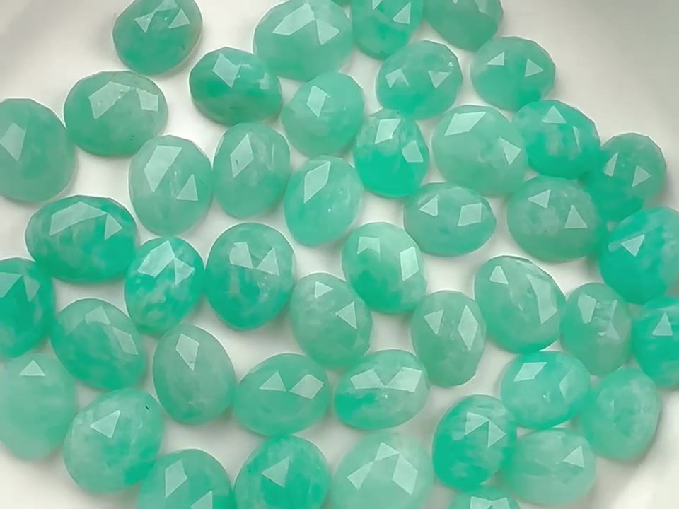 Thumbnail: Amazonite Cabochons  Rose Cut - 9 to 10 mm