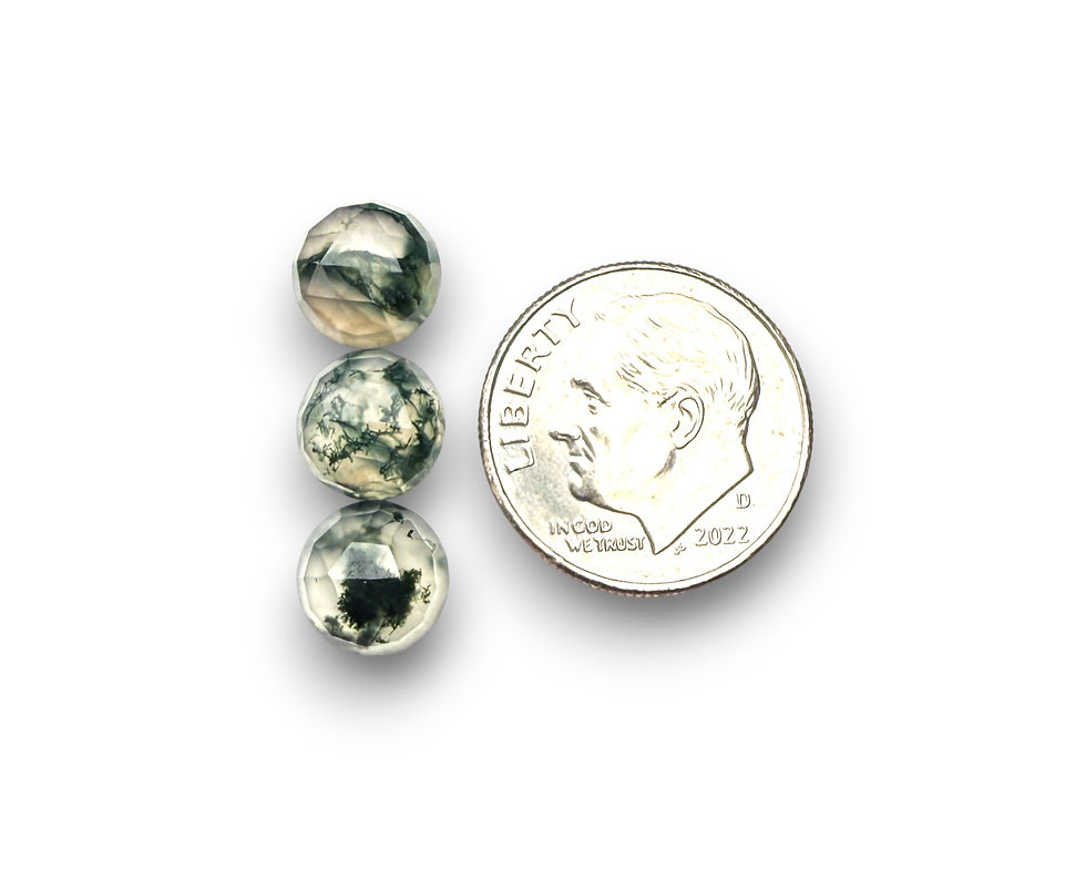 Thumbnail: Moss Agate Cabochons Rose Cut - 8mm Round