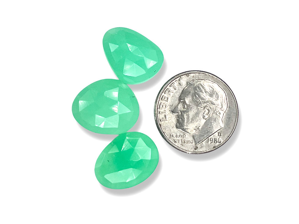 Thumbnail: Gemmy Chrysoprase Cabochons Rose Cut - 13.5 to 14.5 mm