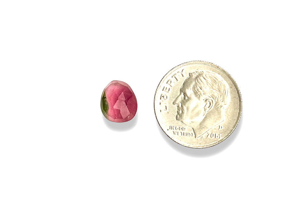 Thumbnail: Pink-Green Bicolor Tourmaline Cabochon Rose Cut - 8.6 x  7.5 x 4.2 mm