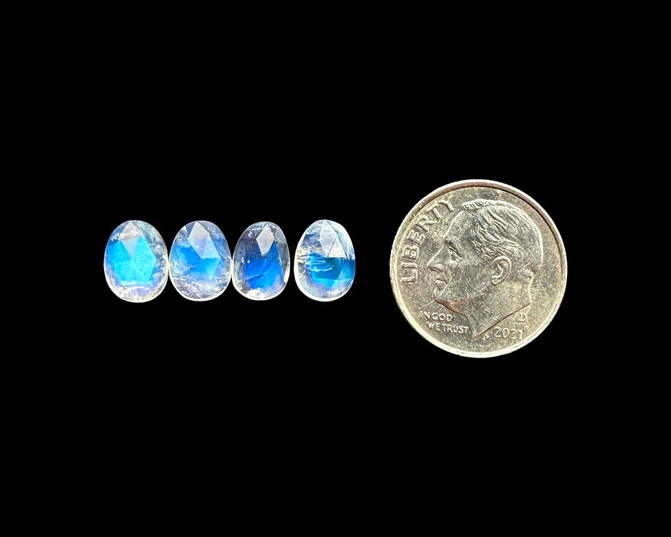 Thumbnail: Rainbow Moonstone Cabochons Rose Cut - 7.5 to 8.5mm