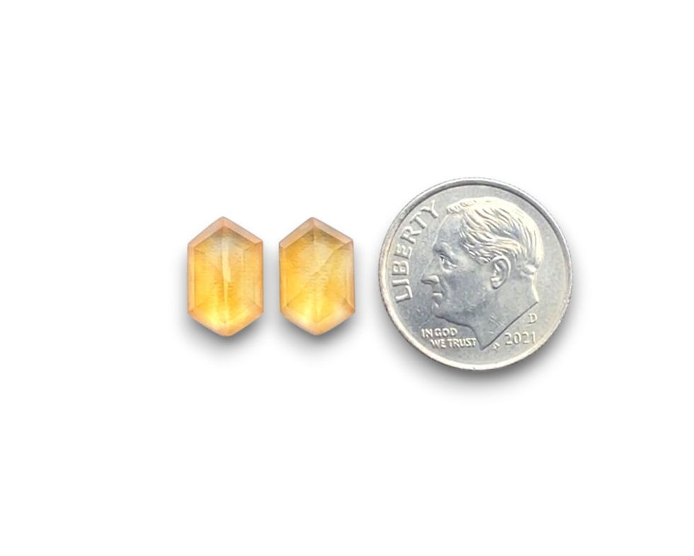 Thumbnail: Citrine Rose Cut Elongated Hexagon - 11 x 7 mm