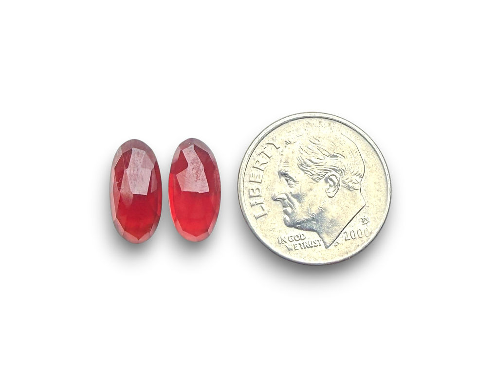 Thumbnail: Mozambique Garnet Elongated Oval Cabochons Rose Cut - 12X6 mm