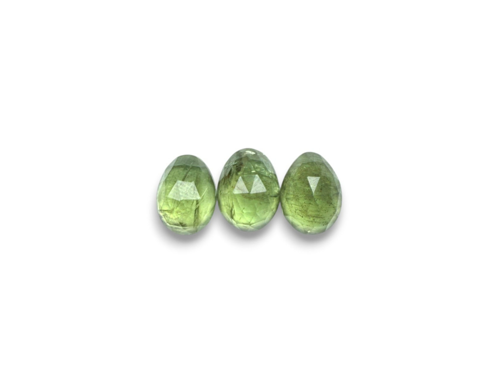 Green Apatite Cabochons Rose Cut - 8.5 to 9.5 mm