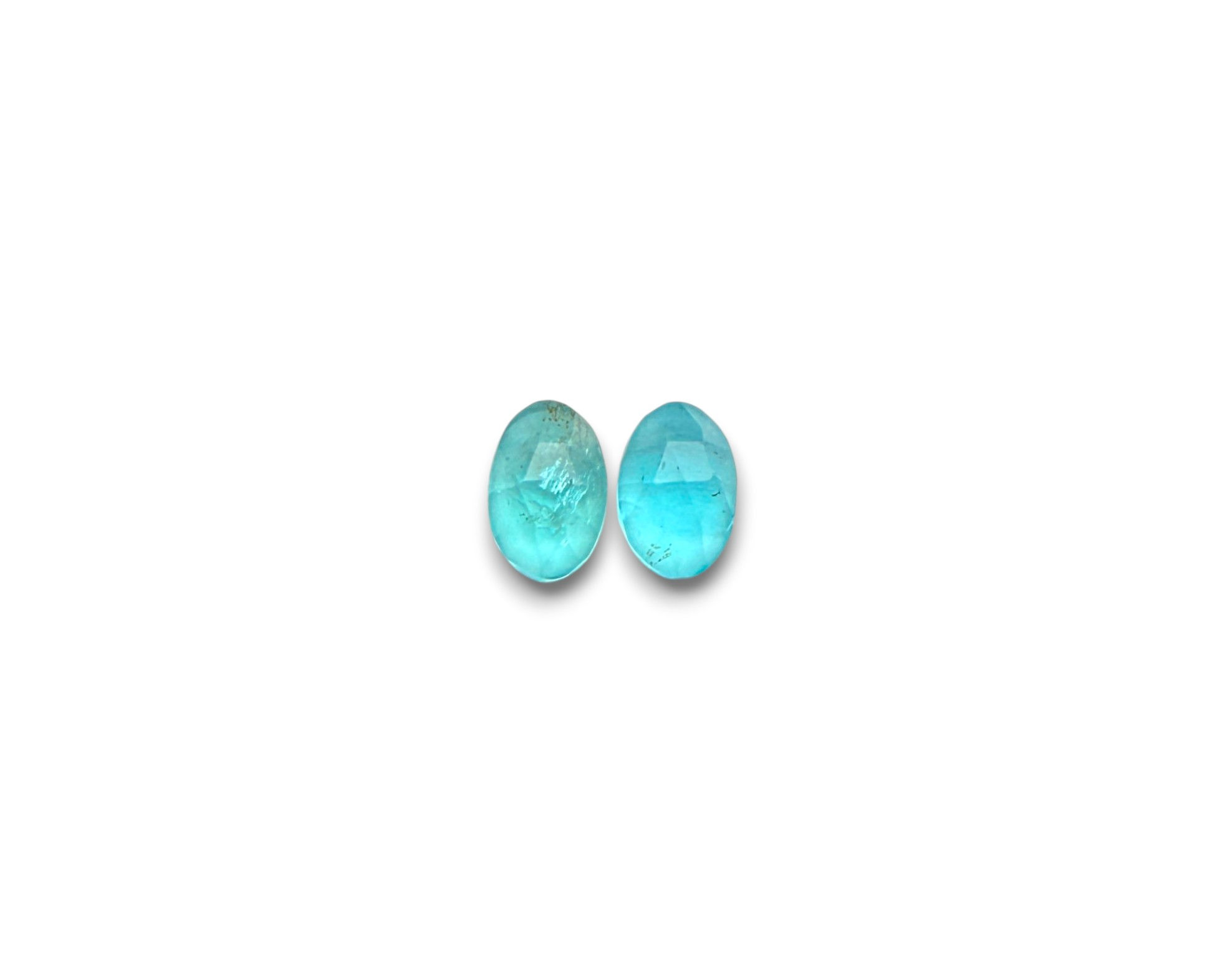 Paraiba Apatite Elongated Oval Cabochons Rose Cut - 8.5 x 5.8 mm