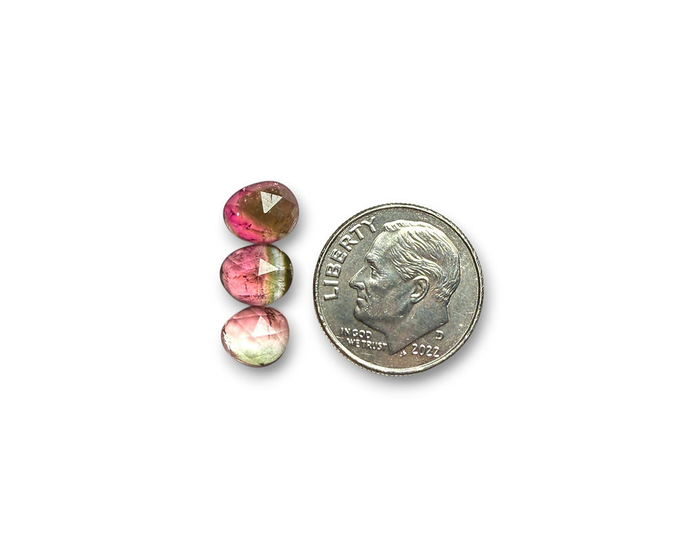 Thumbnail: Premium Watermelon Tourmaline Cabochon Rose Cut - 7 - 8 mm
