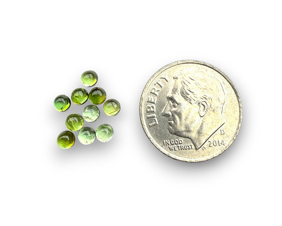 Thumbnail: Green Tourmaline Cabochons Smooth Cut - 3mm Round