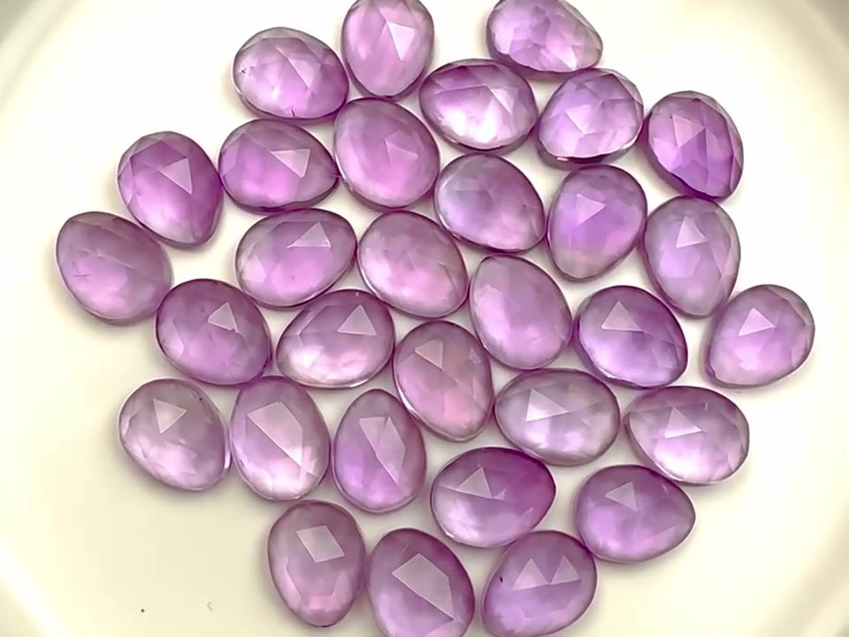 Thumbnail: Lilac Amethyst / Pink Amethyst Cabochons Rose Cut - 9 to 10 mm