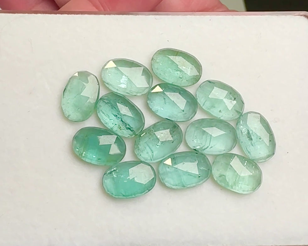 Thumbnail: Mint Kyanite Cabochons Rose Cut - 10 x 5 x 2 - 2.5 mm