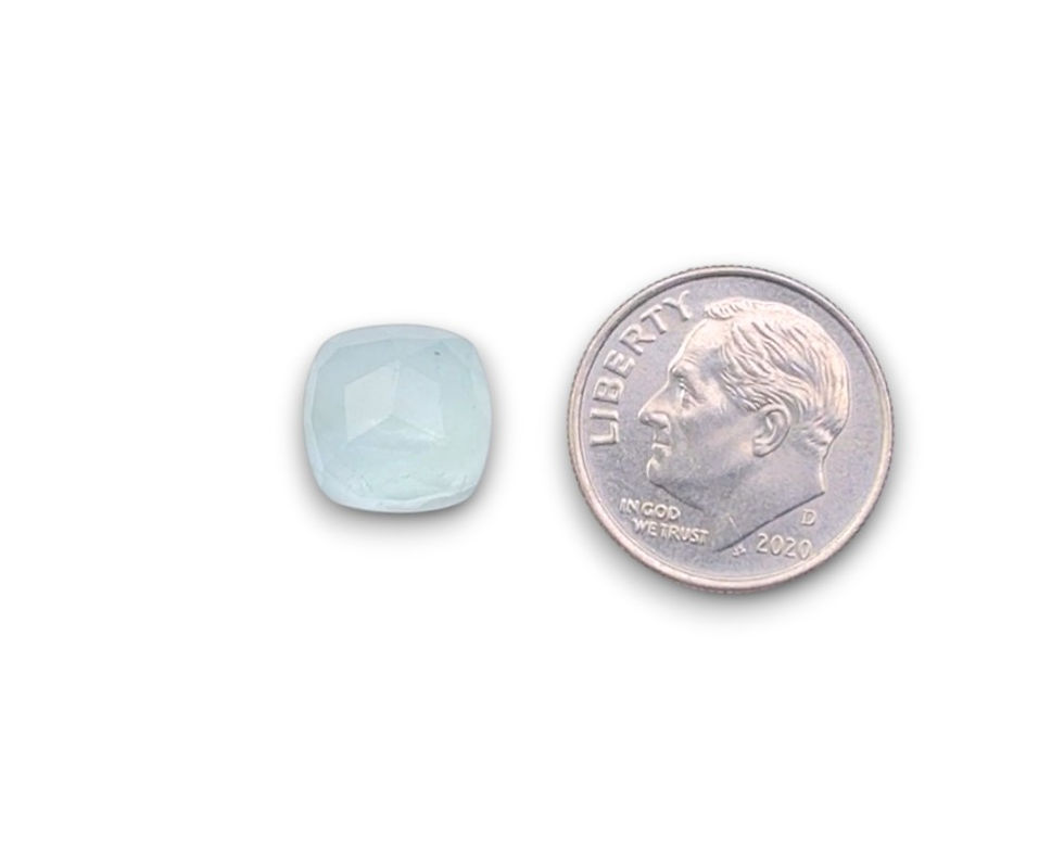 Thumbnail: Aquamarine Cushion Cabochon Rose Cut - 10.2 x 10.2 x 5.7 mm
