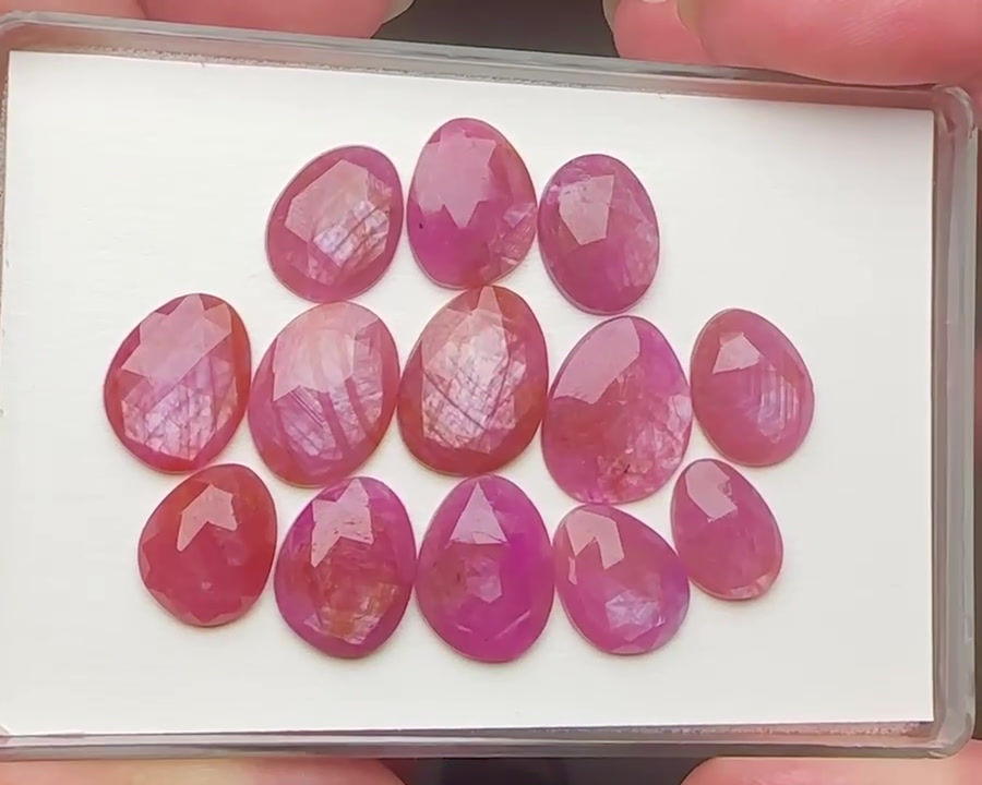 Thumbnail: Tulip Sapphire Cabochons Rose Cut - 12.5 to 13.5 mm