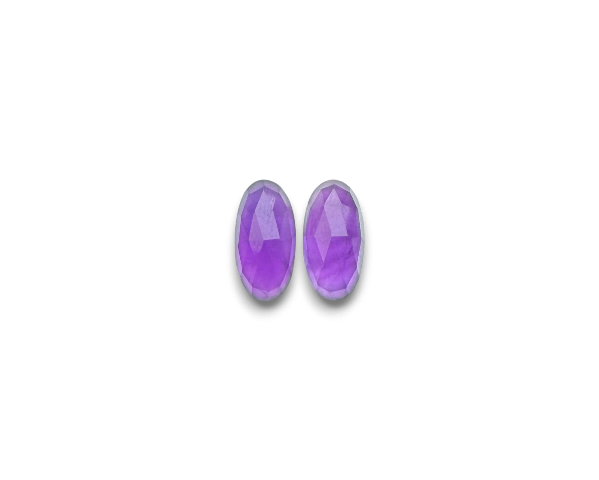 Amethyst Elongated Oval Cabochons Rose Cut - 12 x 6 mm