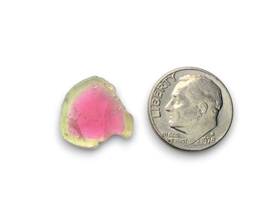 Thumbnail: Tourmaline Slice Watermelon - 14.8 x 14.6 x 3.5mm