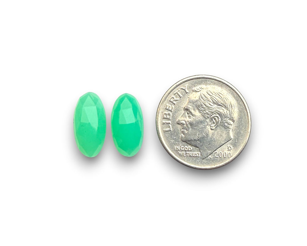 Thumbnail: Chrysoprase Elongated Oval Cabochons Rose Cut - 12 x 6 mm