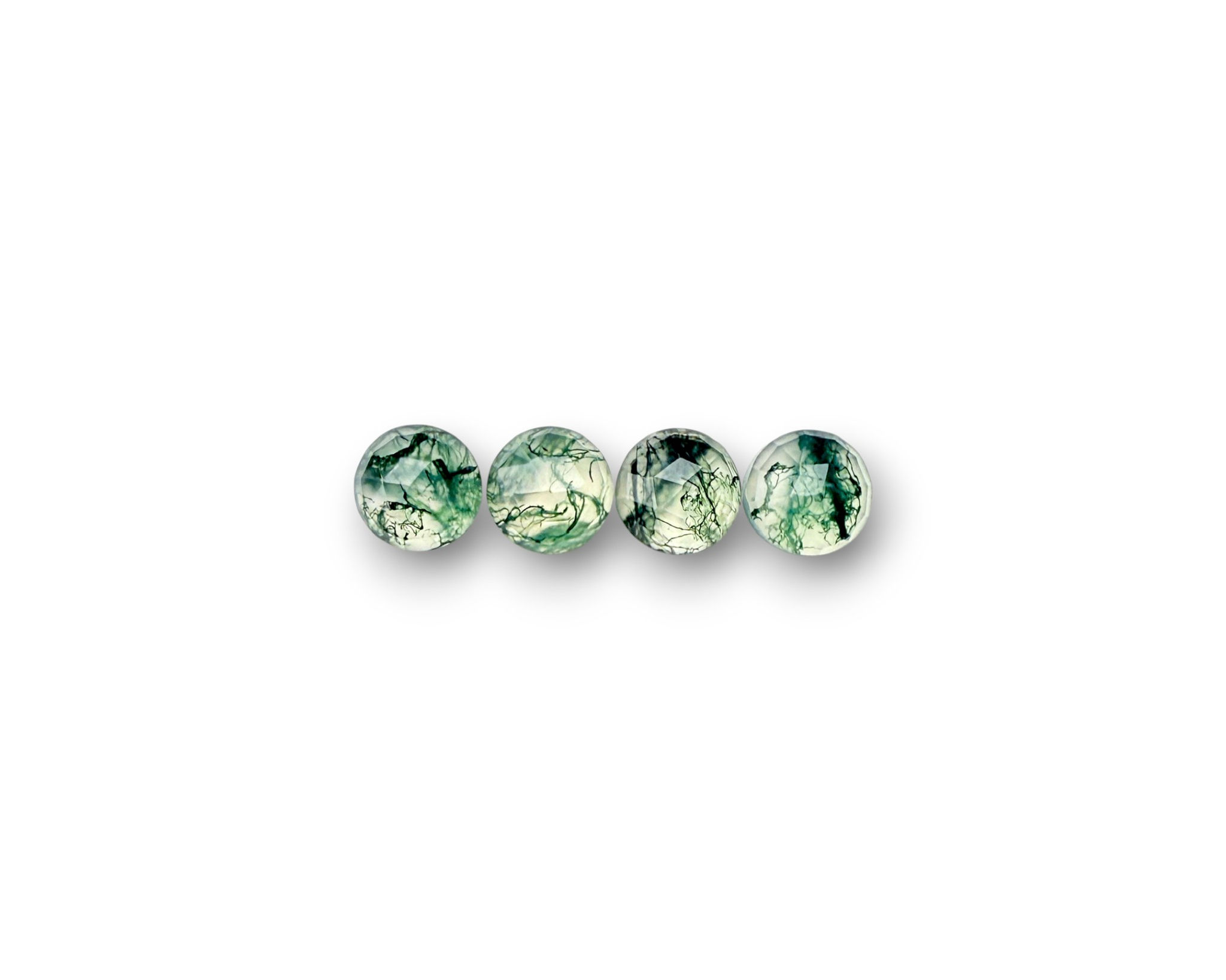 Moss Agate Cabochons Rose Cut - 6mm Round