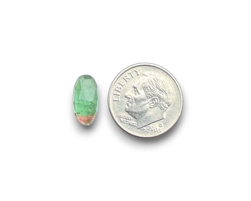 Thumbnail: Watermelon Tourmaline Elongated Oval Cabochons Rose Cut - 12 x 6 mm
