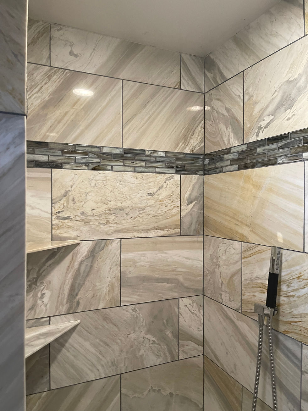 Shower Tile with Mosaic Accent