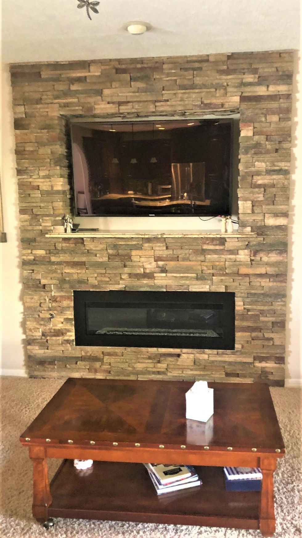 Stack Stone Fireplace