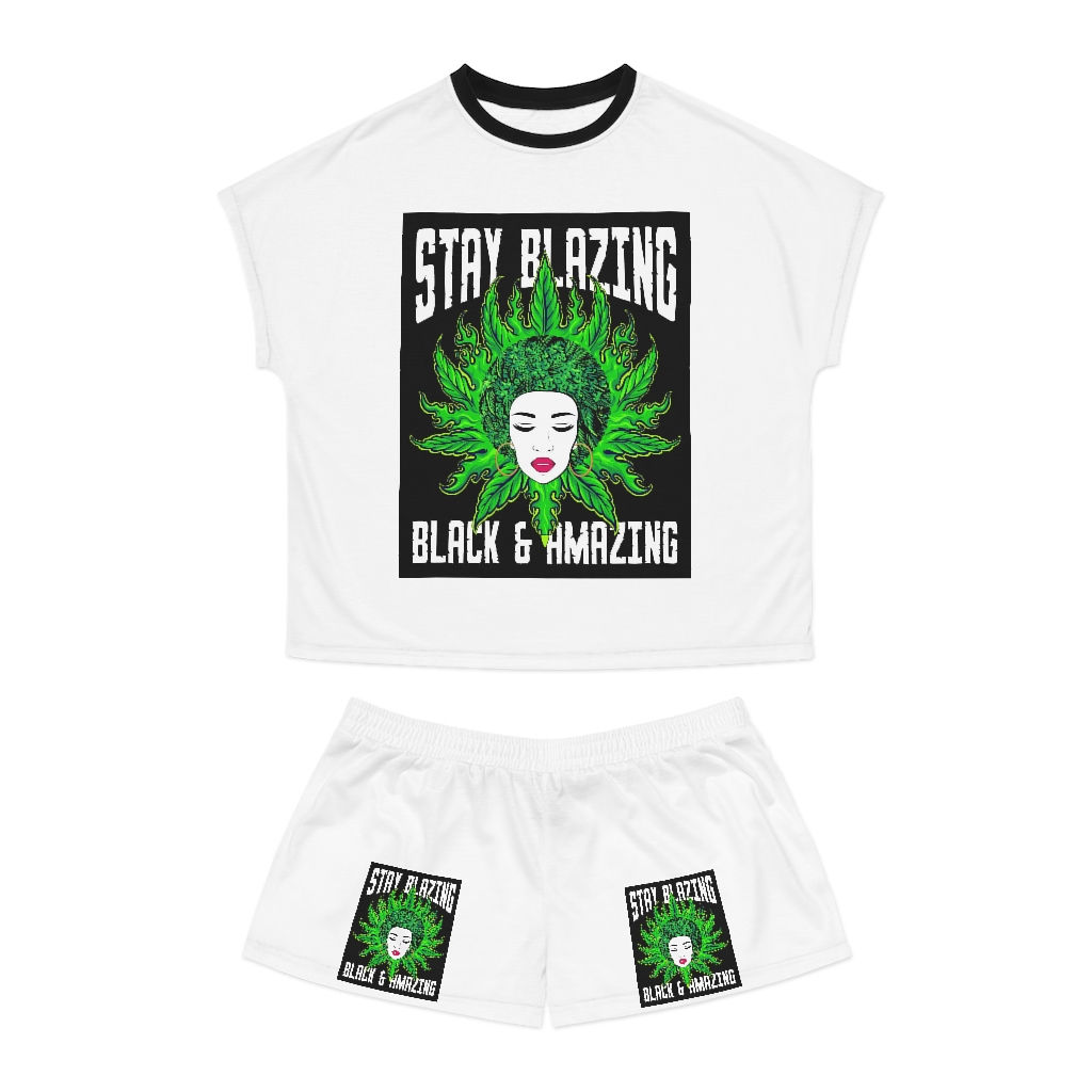 Women's Short Pajama Set (AOP) Stay Blazing Black & Amazing!
