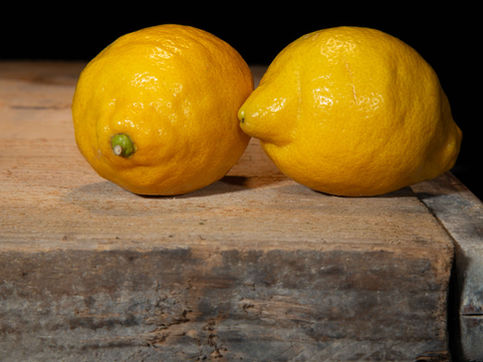 two nice yellow citrons in a composition looking to each other