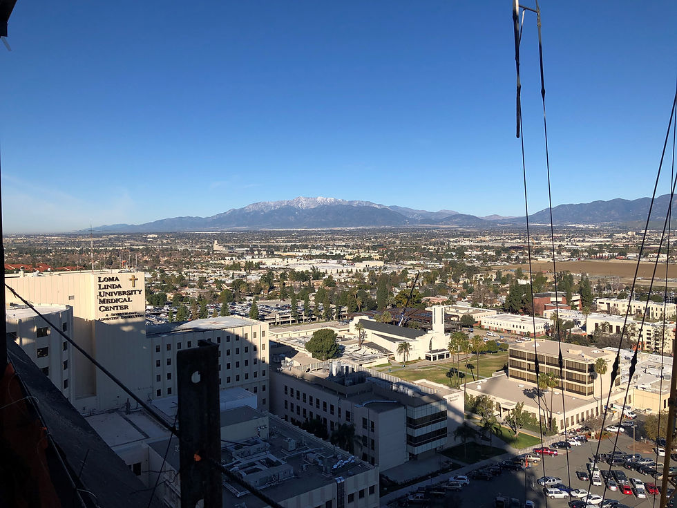 View from the roof top of the new LLUMC onto the existing campus.