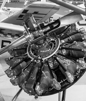 a close up of a jet engine on display_ed