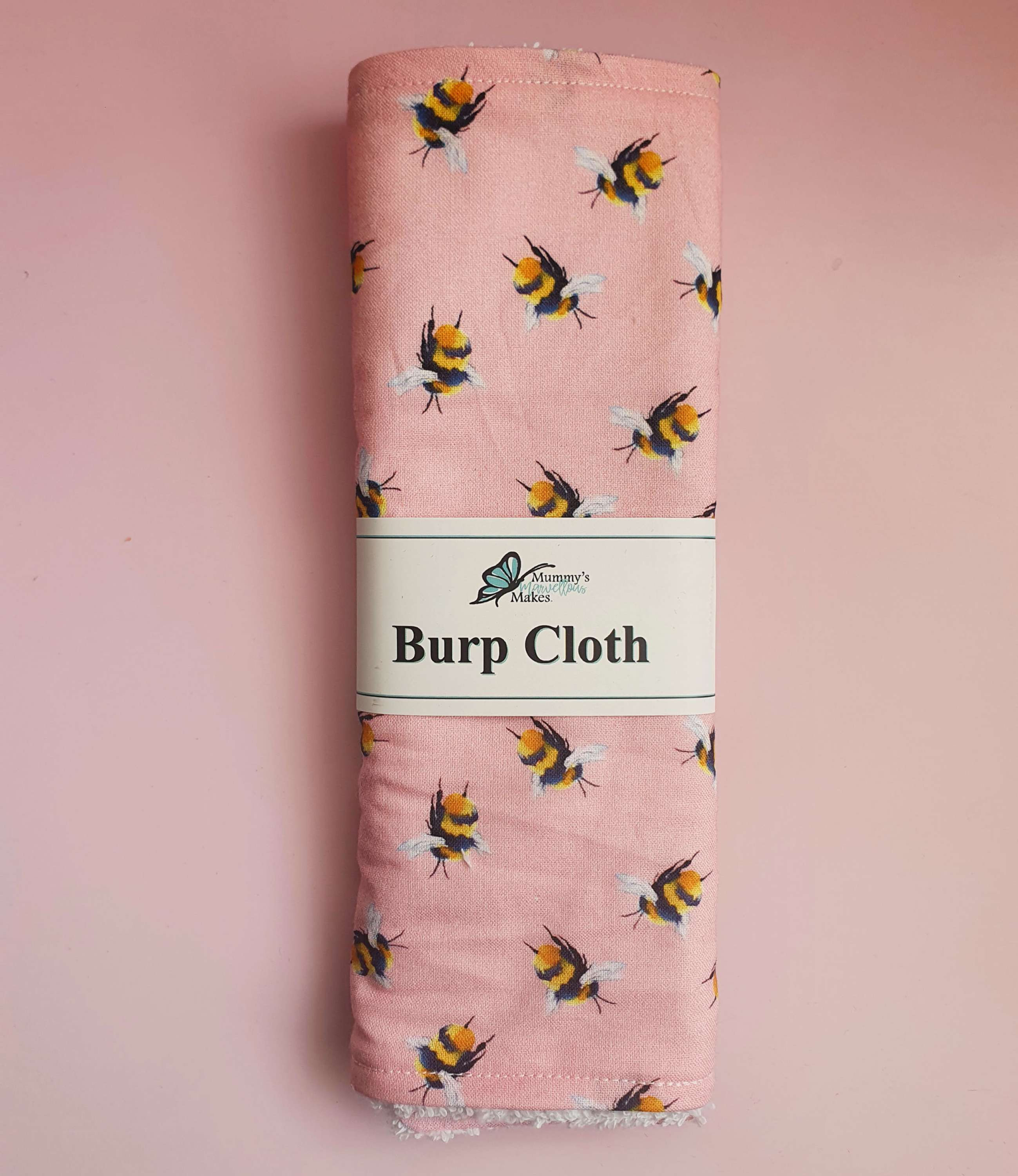 Baby Burp Cloth - Pink Bee