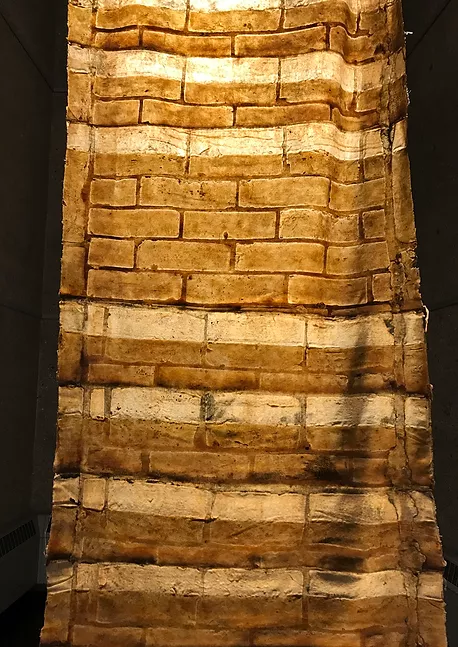 Pritika Chowdhry. Broken Column, 2013. Latex cast from Martyred Intellectuals Monument. 120 in. x 44 in. x 3 in. Close-up view.