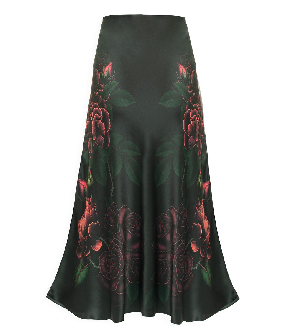 Thumbnail: Róisín Dubh Dearg Silk Satin Midi Skirt