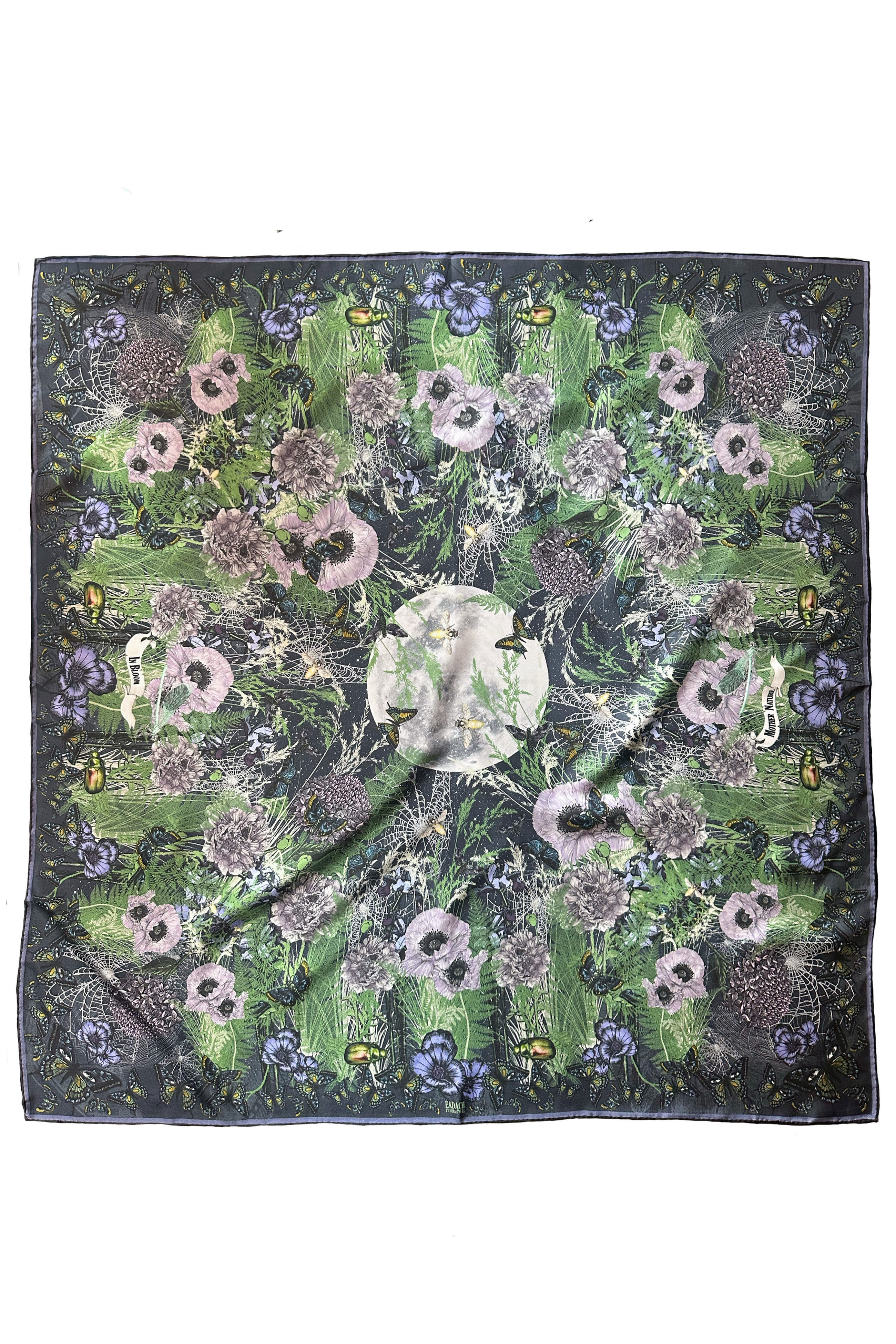 Midnight In Bloom 90cm Silk Twill Scarf 