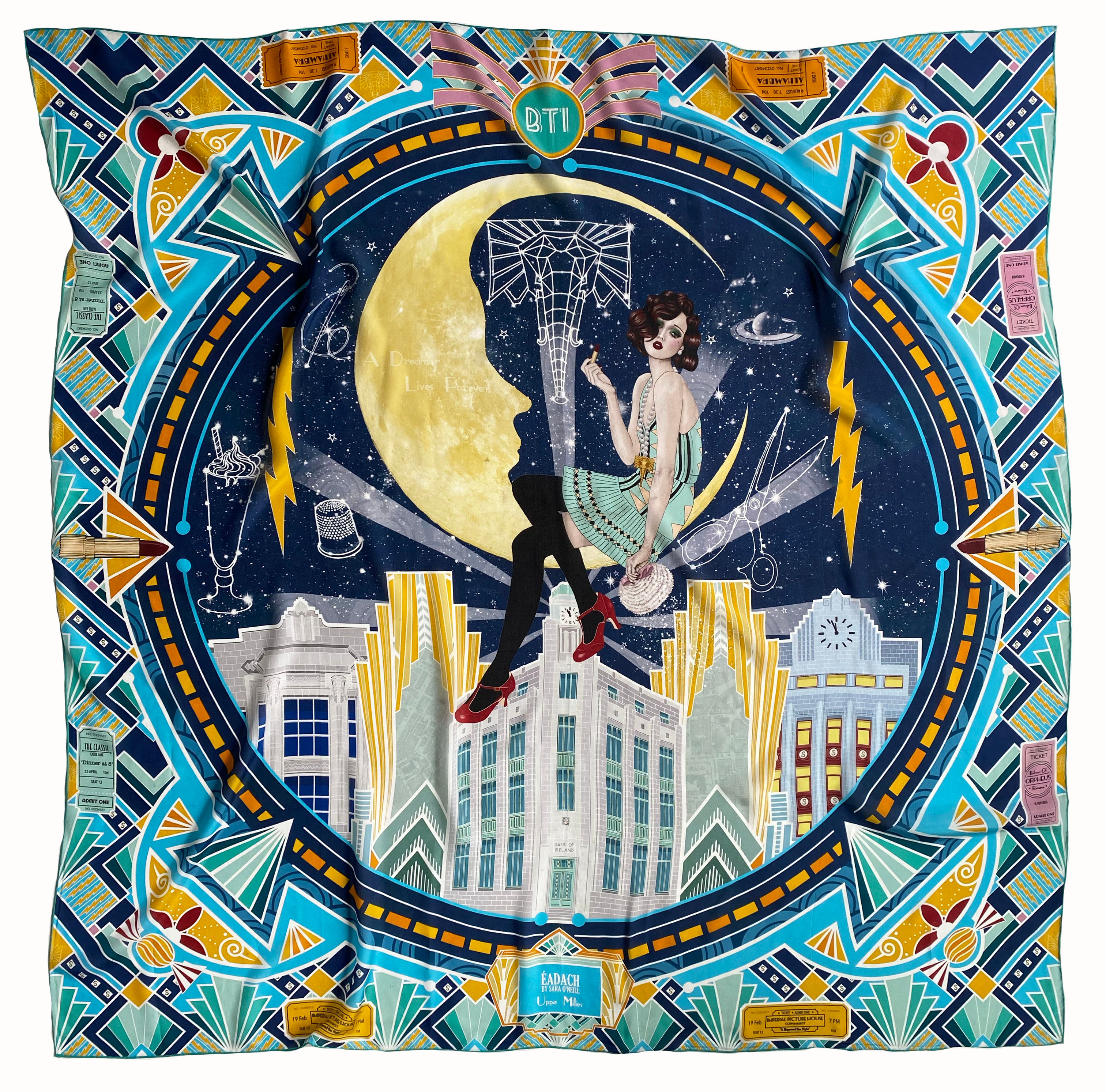 The Dreamer: Art Deco Oversized Crepe de Chine Oversized Scarf