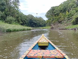 Envol d'oiseaux au-dessus du lac Tarapoto depuis notre lancha