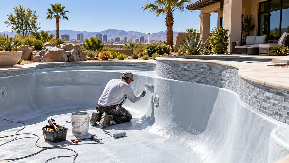 Fiberglass pool being resurfaced in Las Vegas