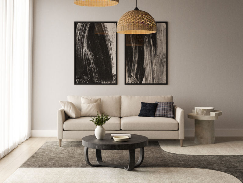 Tribeca mid-century modern sofa in a mid-century modern living room