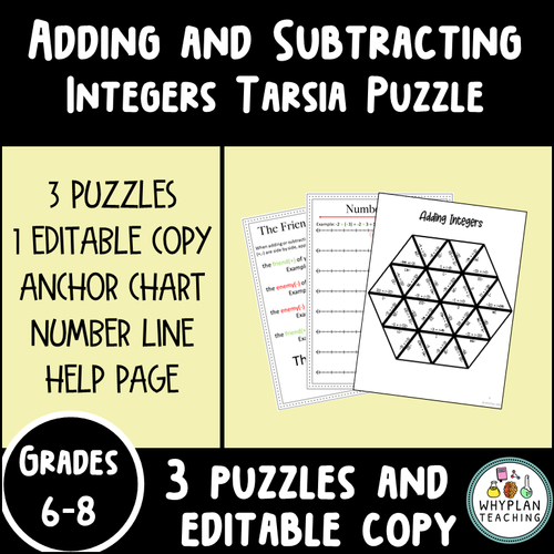 Adding and Subtracting Integers Tarsia Puzzles | Editable