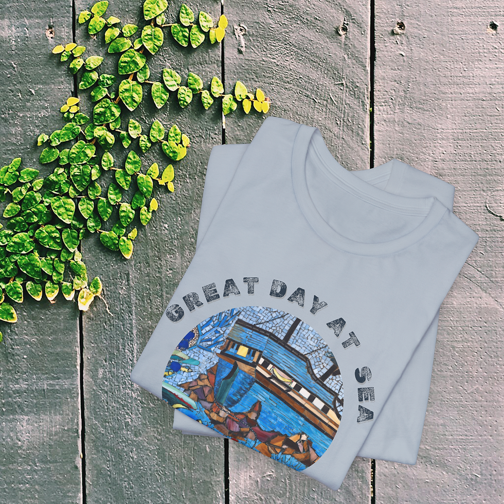 Thumbnail: Blue Great Day at Sea- mosaic ship shirt softstyle