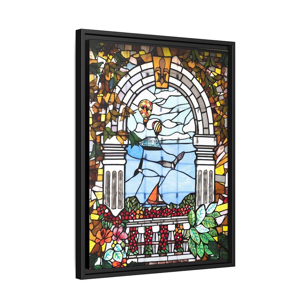 Thumbnail: Balcony Harbor View stained glass  Mosaic Wall Art print, Framed