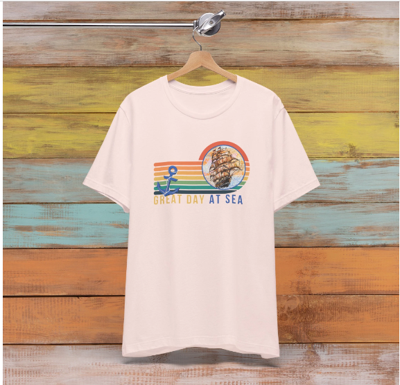 Thumbnail: Great Day at Sea- vintage mosaic ship T-shirt