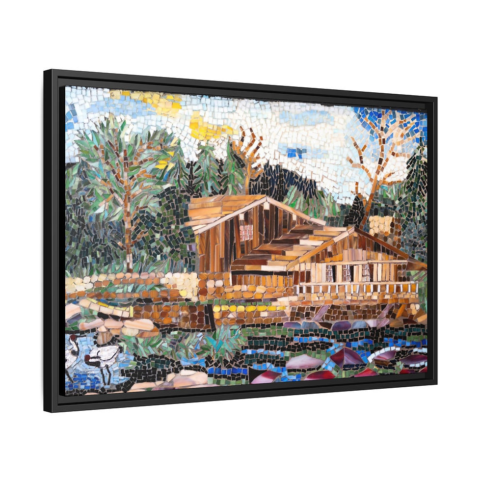 Thumbnail: Riverside Escape Mosaic Wall Art print, Framed |canvas print