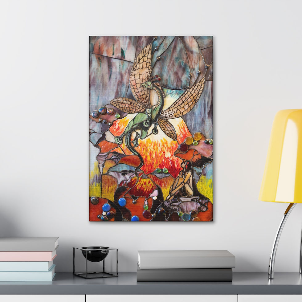 Thumbnail: Mythic Dragon Stained Glass   Wall Art print -0.75'' thick canvas | canvas print