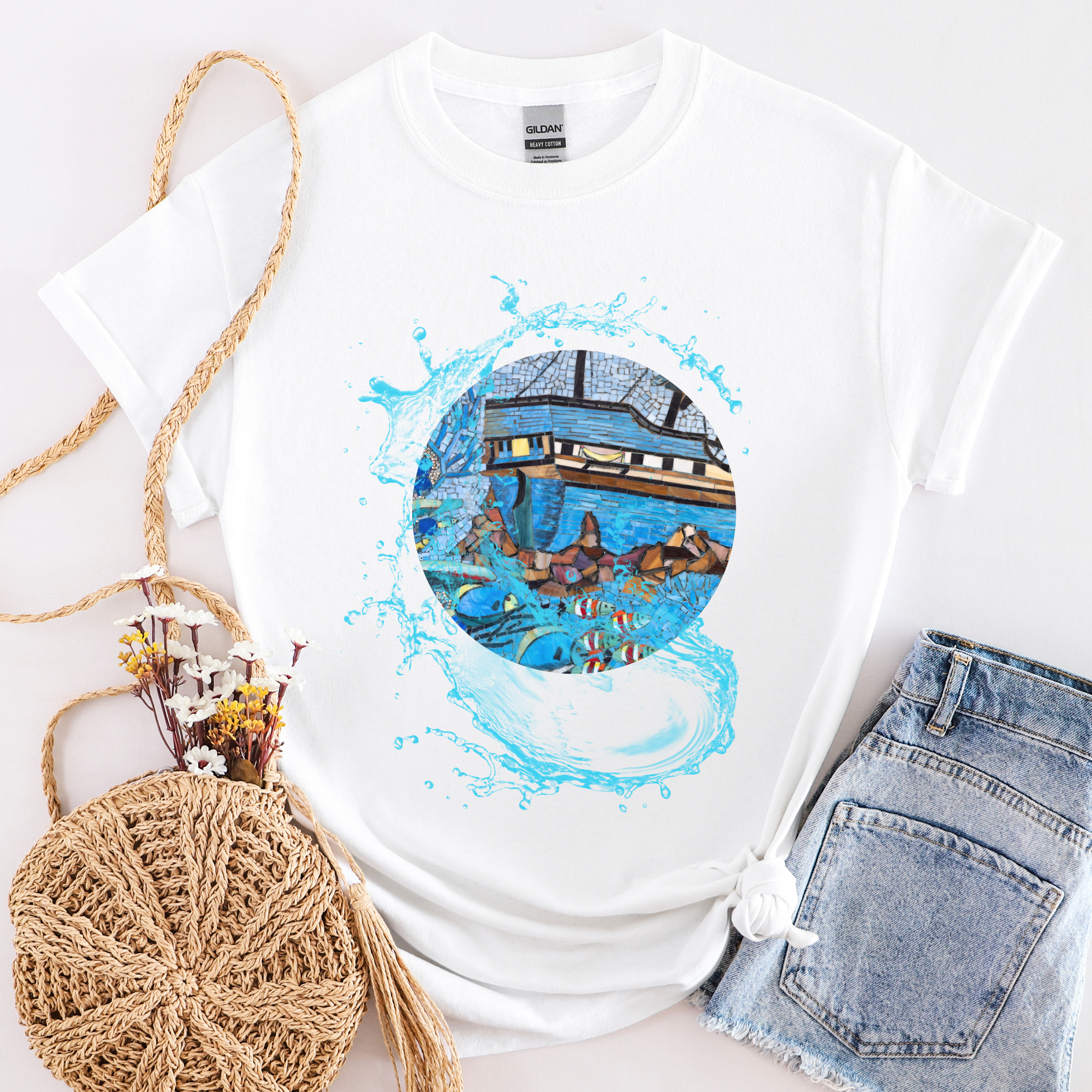 Blue Ship at Sea in splish splash T-shirt softstyle