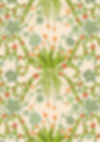 Succulent and vine surface pattern inspired by Mediterranean gardens, created by WanderingModa