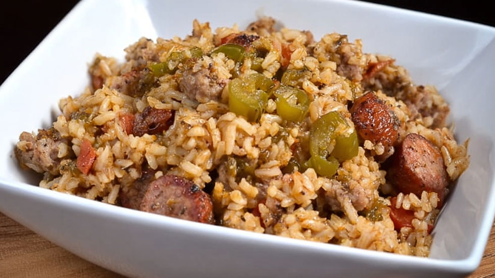 Cajun dirty rice seasoned and savory, a classic Louisiana side dish