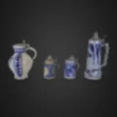 Group of Three Salt Glazed Steins and a Pitcher
