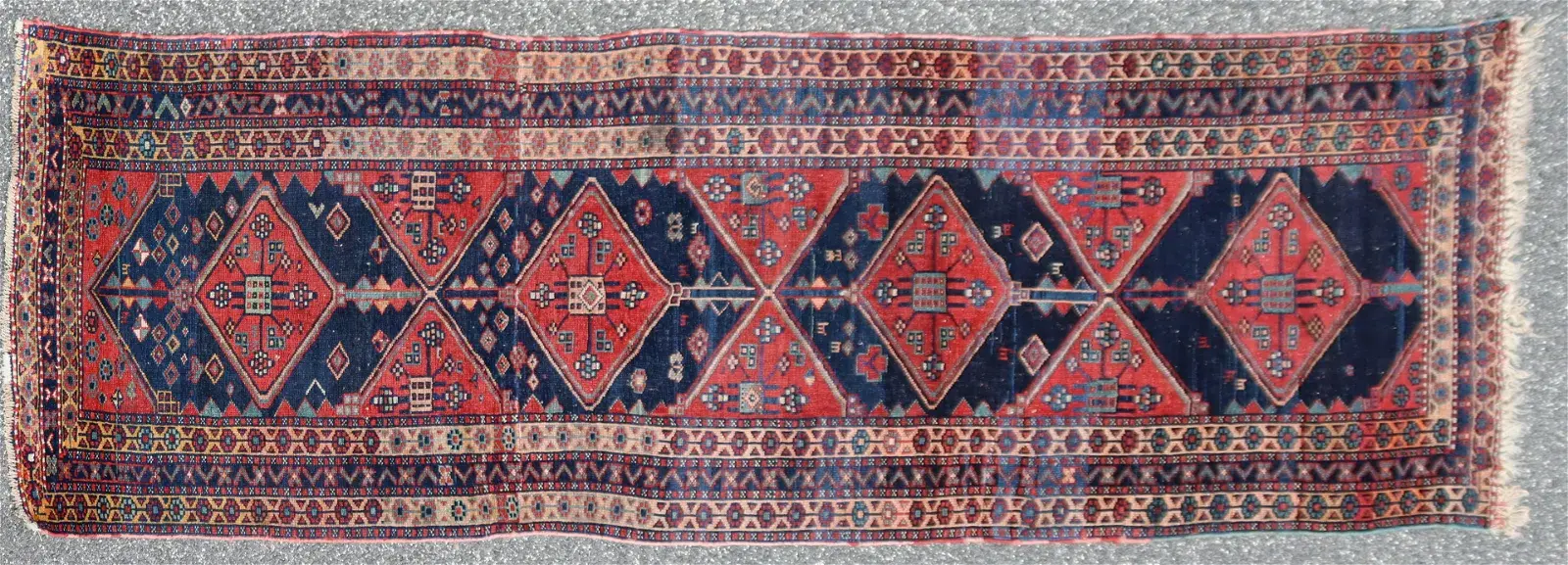 R033 3'7" x 13' Antique Caucasian Luristan Veramin Wool Runner